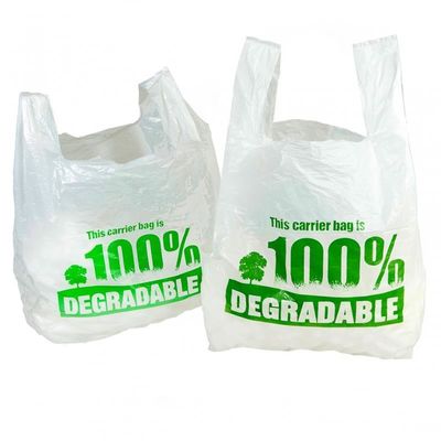Полностью Компостабле хозяйственные сумки, форма футболки полиэтиленовых пакетов Эко дружелюбная