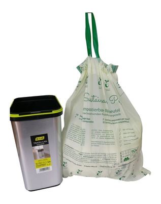 Основанные кукурузным крахмалом мешки для мусора Drawstring полностью Compostable